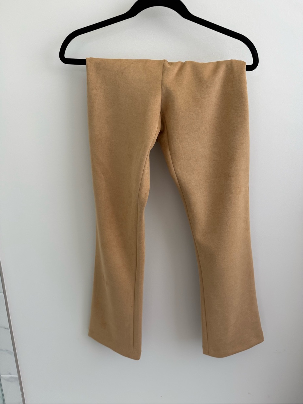 Tuckernuck Camel Cropped Flare Knit suede Pants
